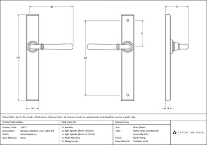 Newbury Slimline Lever Espag. Latch Set by From The Anvil