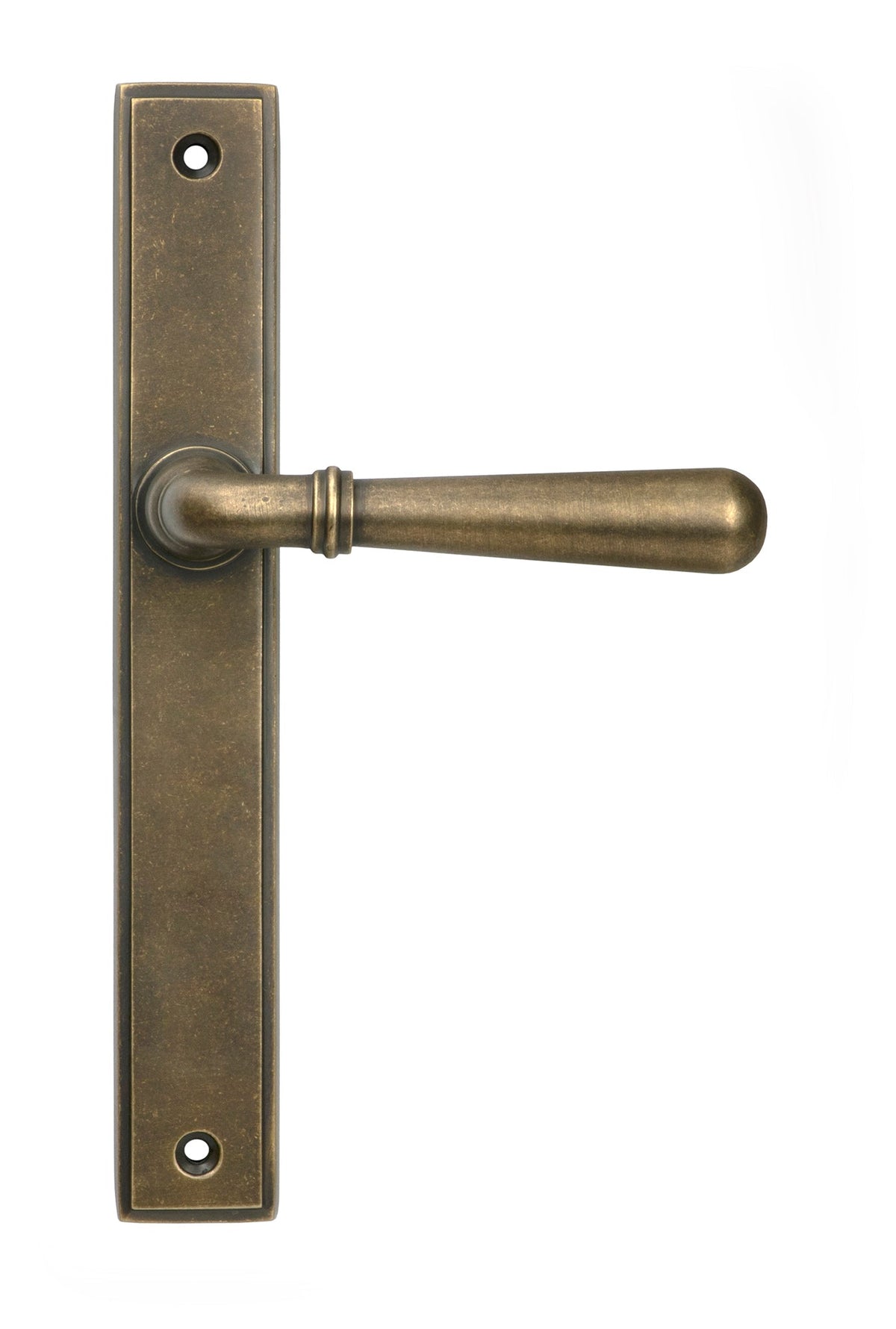 From The Anvil's Burnished Brass Newbury Slimline Lever Espag. Latch Set