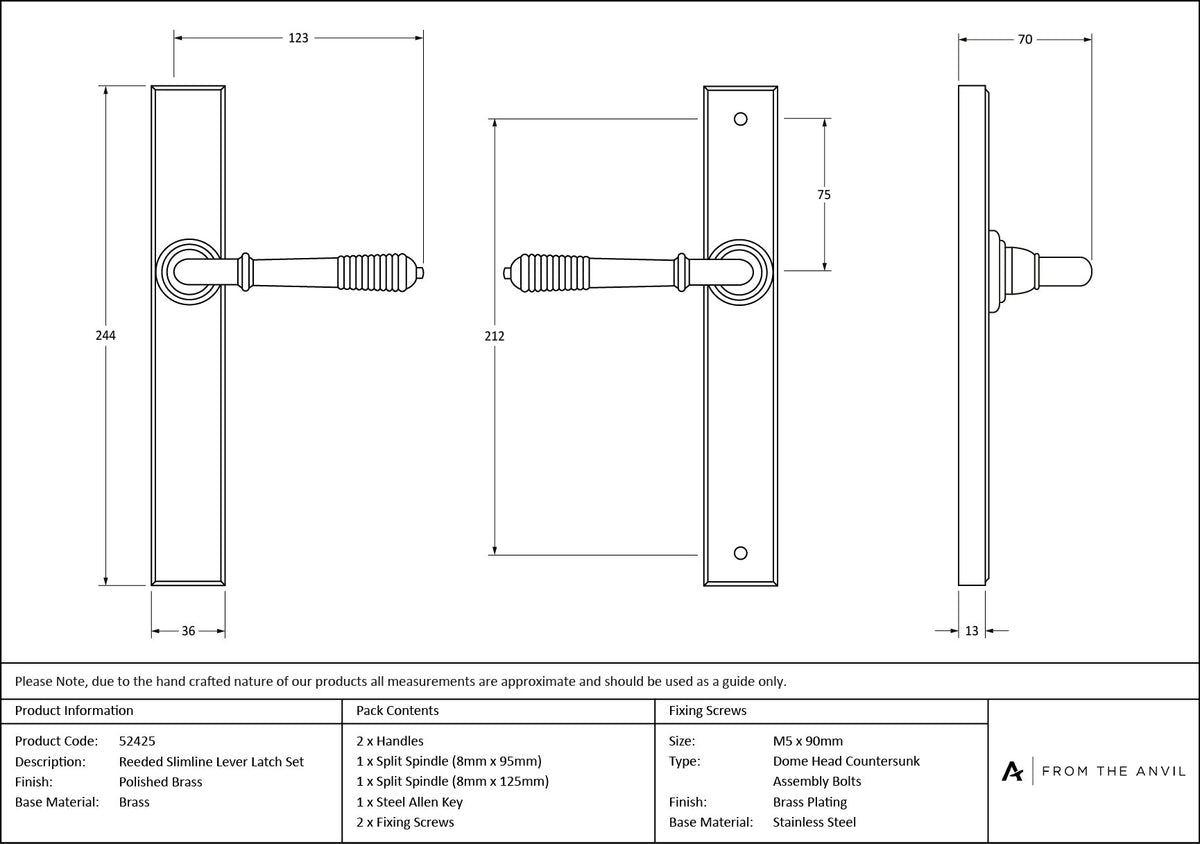Reeded Slimline Lever Espag. Latch Set by From The Anvil