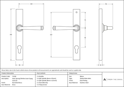 Avon Slimline Lever Espag. Lock Set by From The Anvil