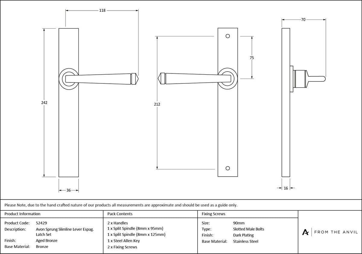 Avon Slimline Lever Espag. Latch Set by From The Anvil