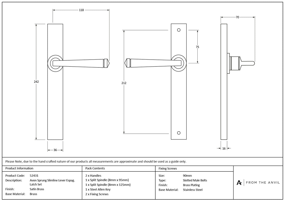 Avon Slimline Lever Espag. Latch Set by From The Anvil
