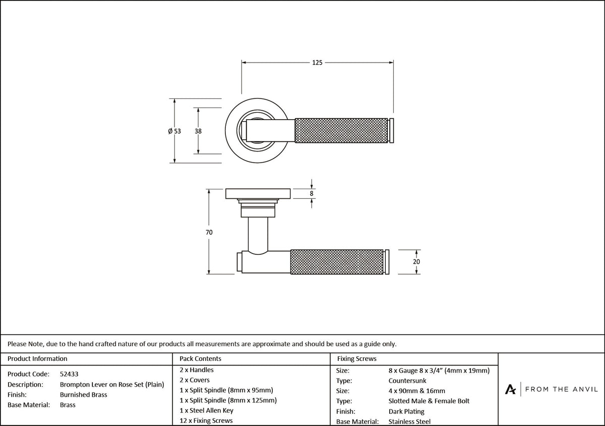Brompton Lever on Rose Set (Sprung) by From The Anvil