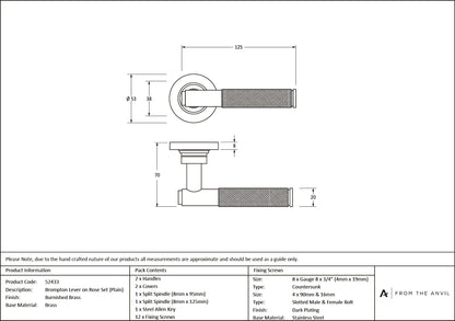 Brompton Lever on Rose Set (Sprung) by From The Anvil