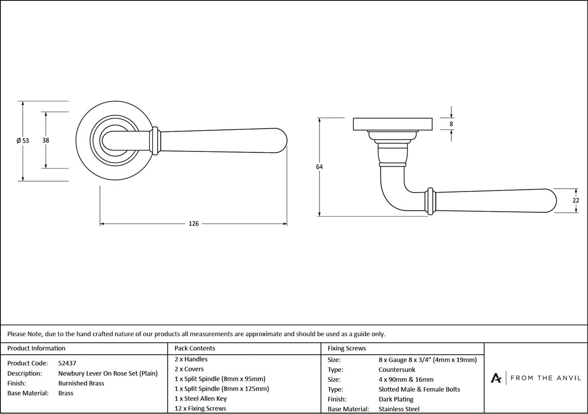 Newbury Lever on Rose Set (Sprung) by From The Anvil