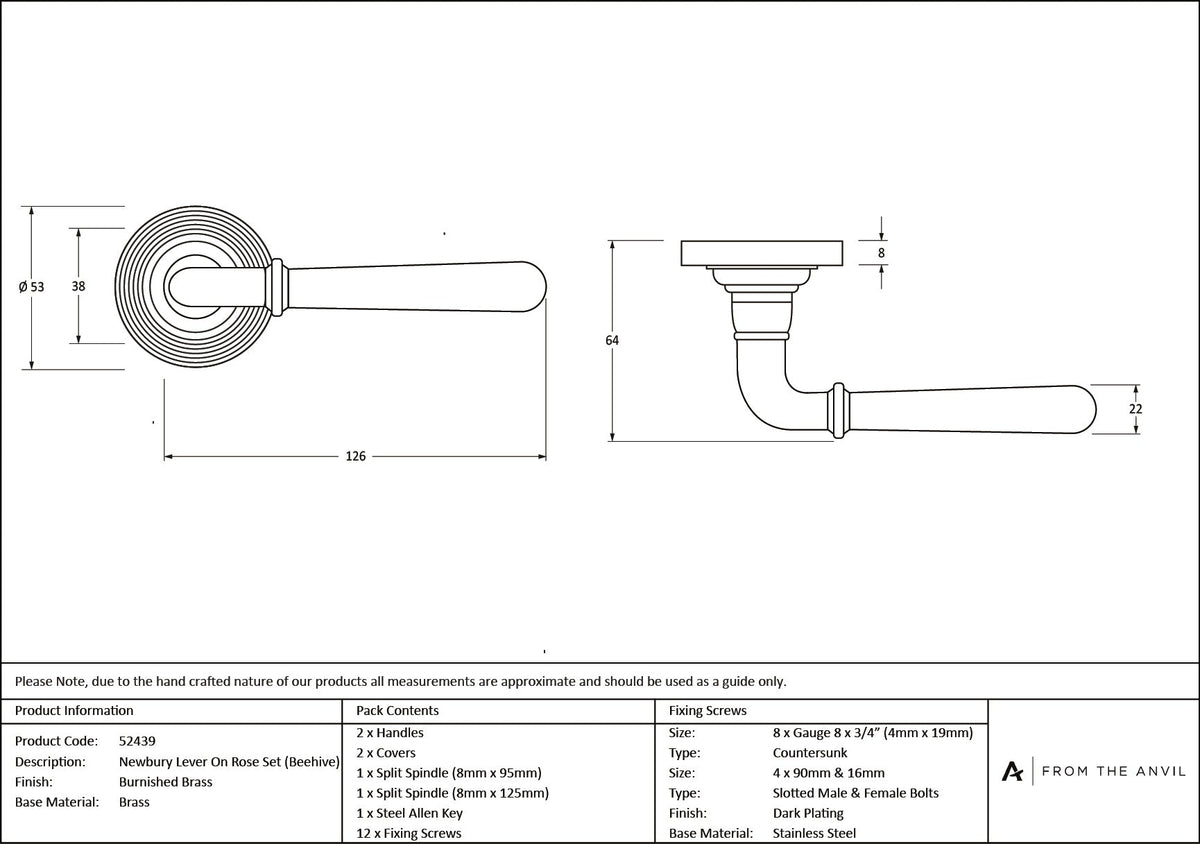 Newbury Lever on Rose Set (Sprung) by From The Anvil