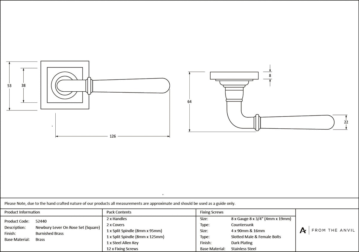 Newbury Lever on Rose Set (Sprung) by From The Anvil