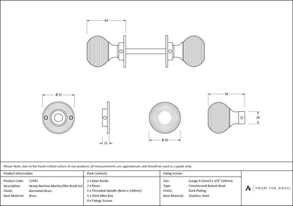 Heavy Beehive Mortice/Rim Knob Set by From The Anvil