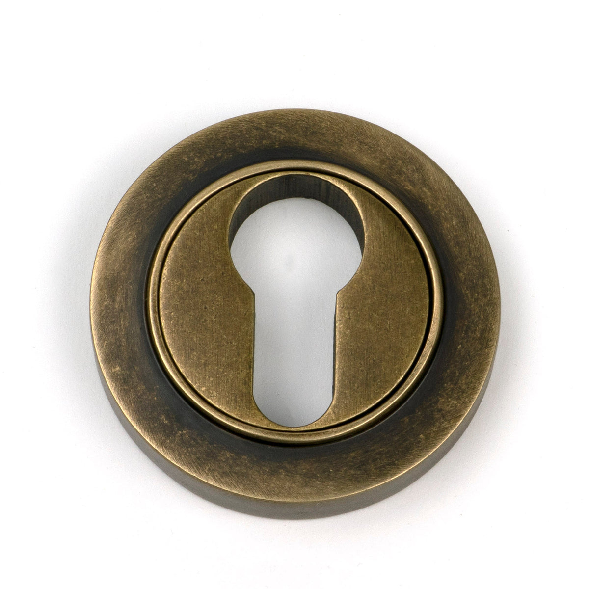 From The Anvil's Burnished Brass Round Euro Escutcheon