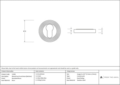 Round Euro Escutcheon by From The Anvil