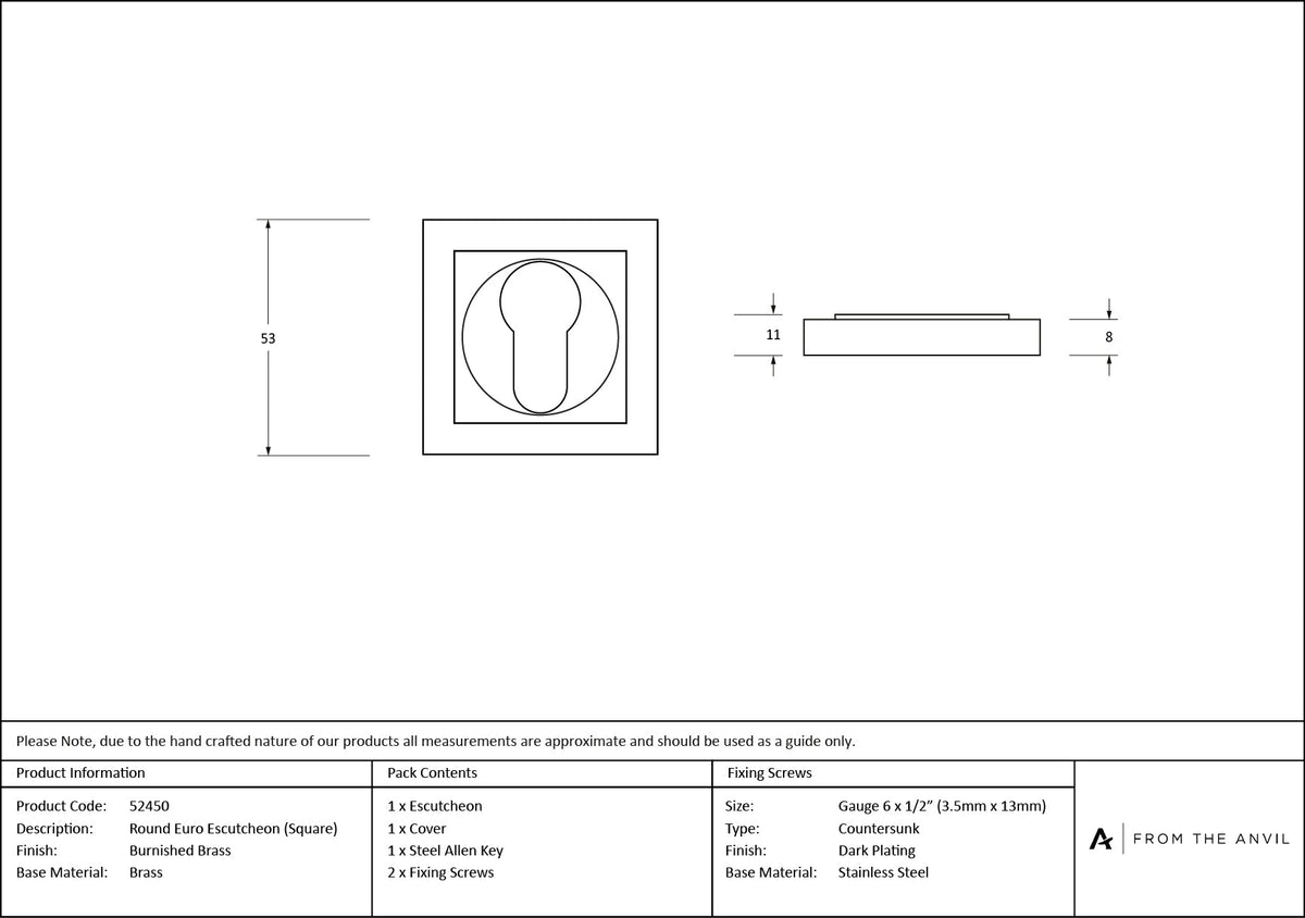 Round Euro Escutcheon by From The Anvil