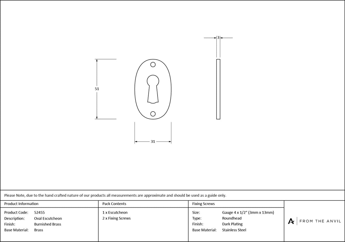 Oval Escutcheon by From The Anvil