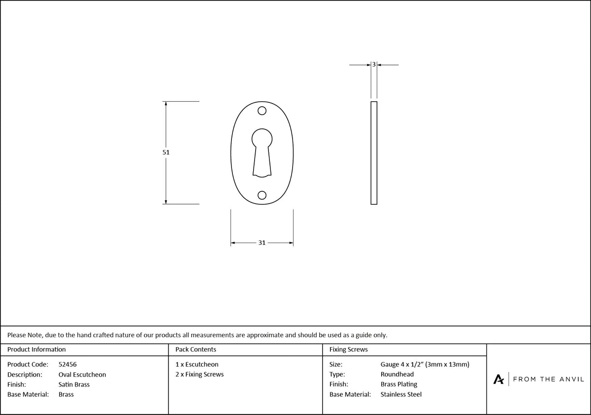 Oval Escutcheon by From The Anvil