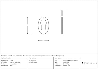 Oval Euro Escutcheon by From The Anvil
