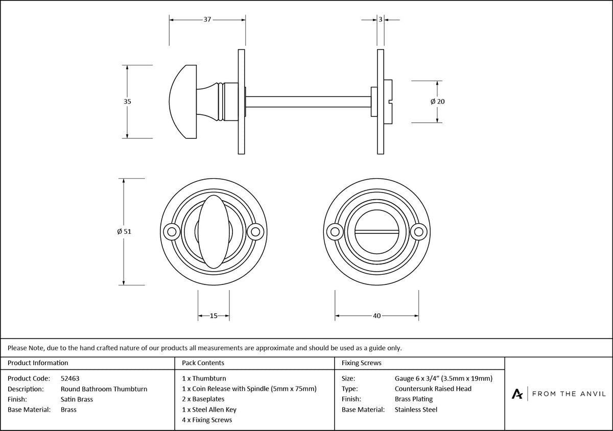 Round Thumbturn Set by From The Anvil