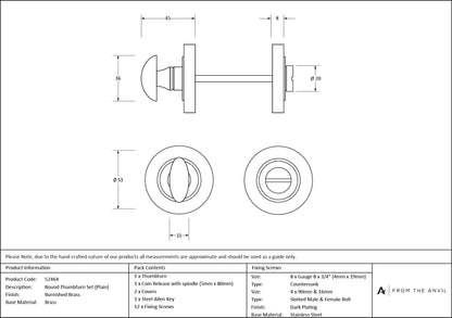 Concealed Round Thumbturn Set by From The Anvil