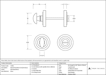 Concealed Round Thumbturn Set by From The Anvil
