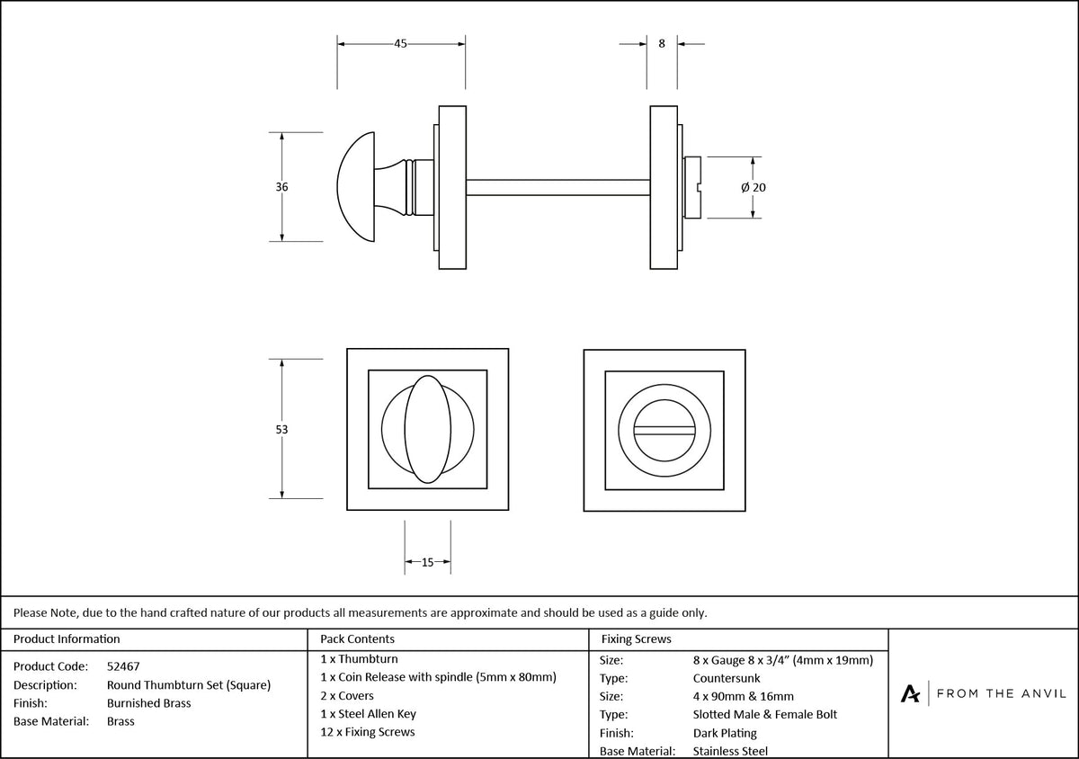 Concealed Round Thumbturn Set by From The Anvil