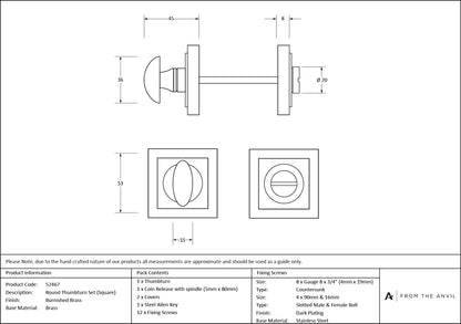 Concealed Round Thumbturn Set by From The Anvil