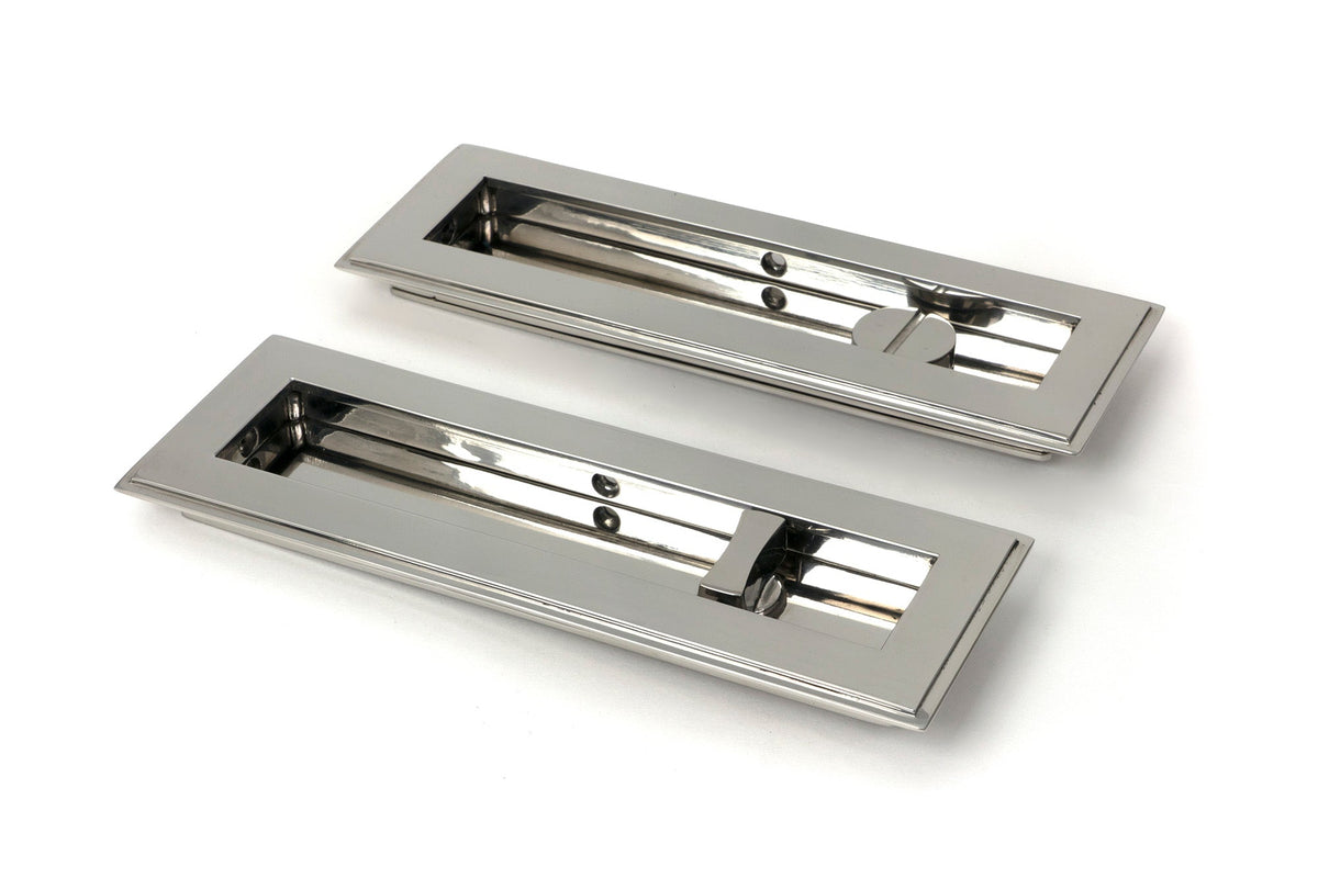 From The Anvil's Polished Marine SS (316) Art Deco Rectangular Pull - Privacy Set