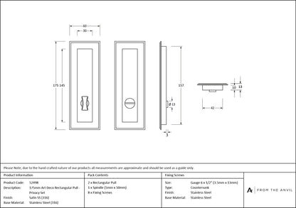 Art Deco Rectangular Pull - Privacy Set by From The Anvil