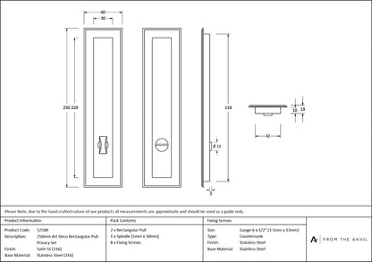 Art Deco Rectangular Pull - Privacy Set by From The Anvil
