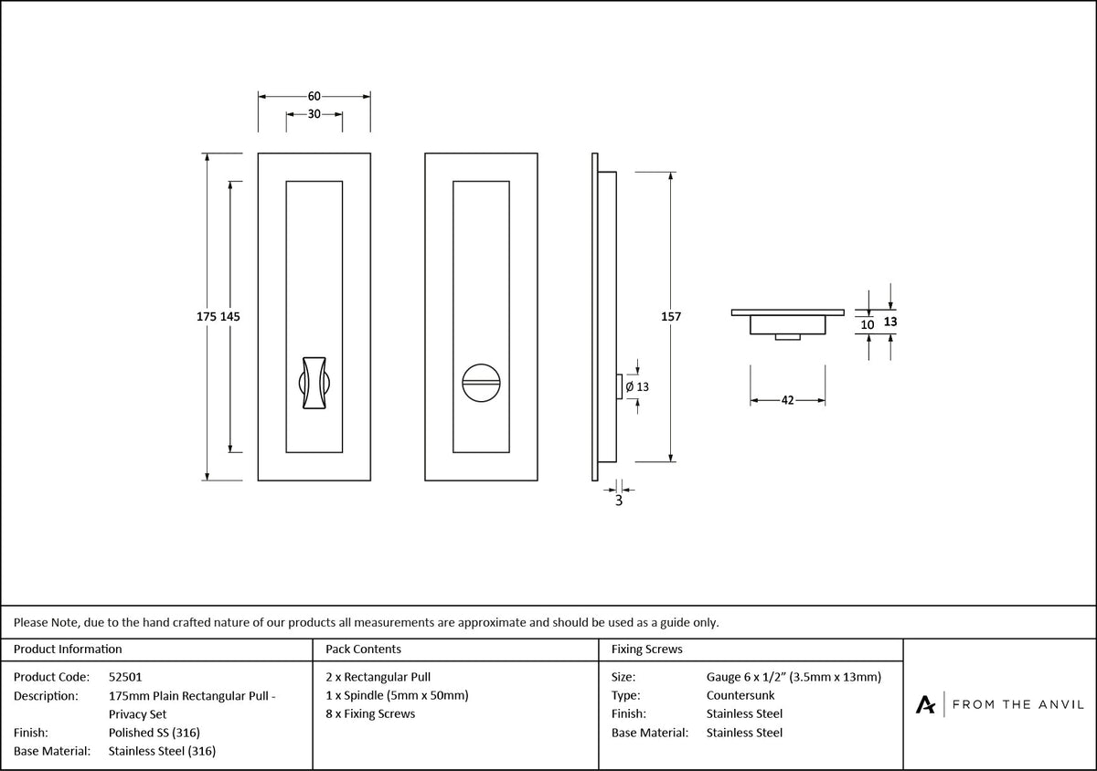 Plain Rectangular Pull - Privacy Set by From The Anvil