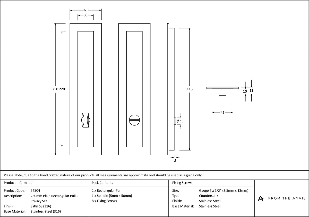 Plain Rectangular Pull - Privacy Set by From The Anvil