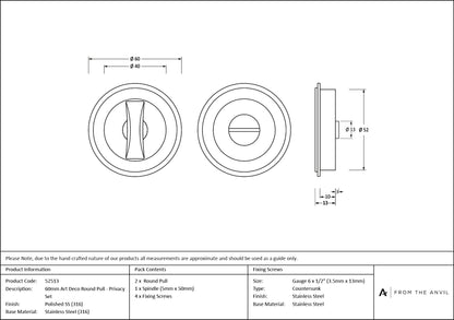 Art Deco Round Pull - Privacy Set by From The Anvil