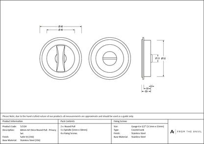 Art Deco Round Pull - Privacy Set by From The Anvil