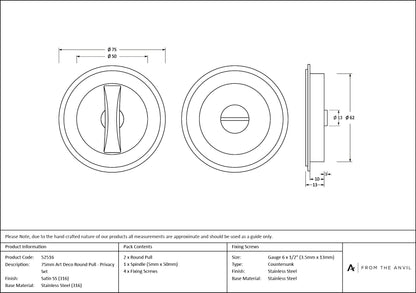 Art Deco Round Pull - Privacy Set by From The Anvil