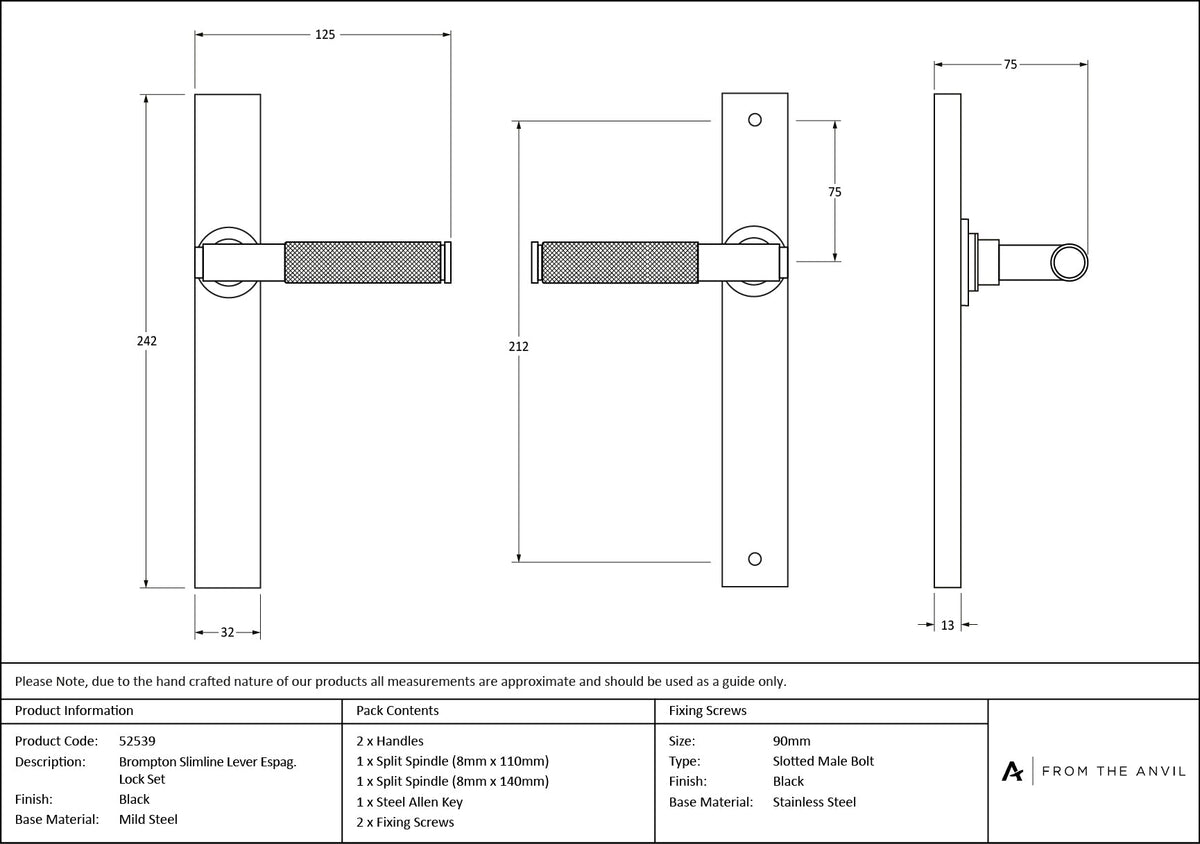 Brompton Slimline Lever Espag. Latch Set by From The Anvil