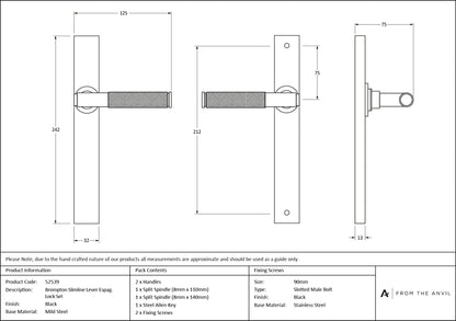 Brompton Slimline Lever Espag. Latch Set by From The Anvil