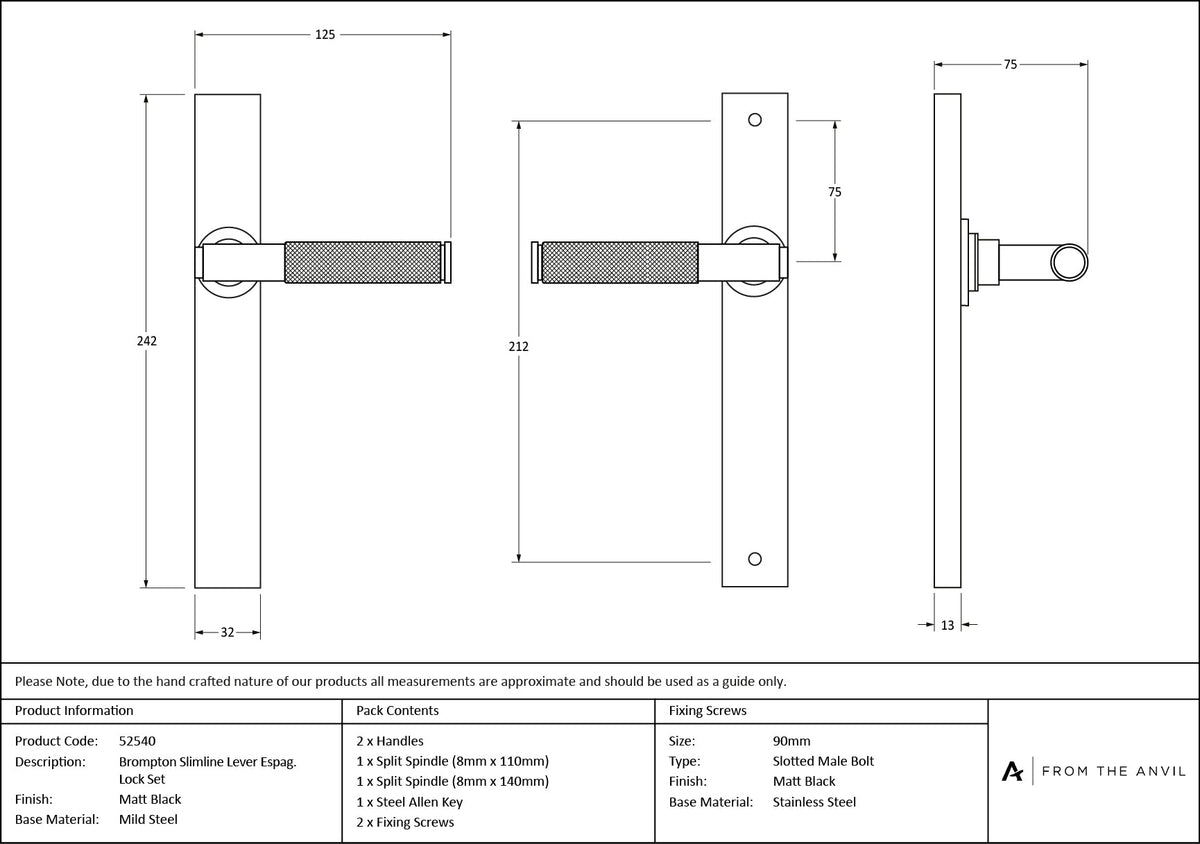 Brompton Slimline Lever Espag. Latch Set by From The Anvil