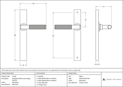 Brompton Slimline Lever Espag. Latch Set by From The Anvil