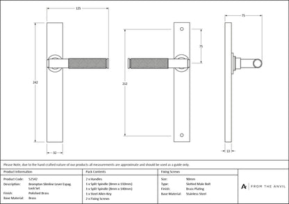 Brompton Slimline Lever Espag. Latch Set by From The Anvil