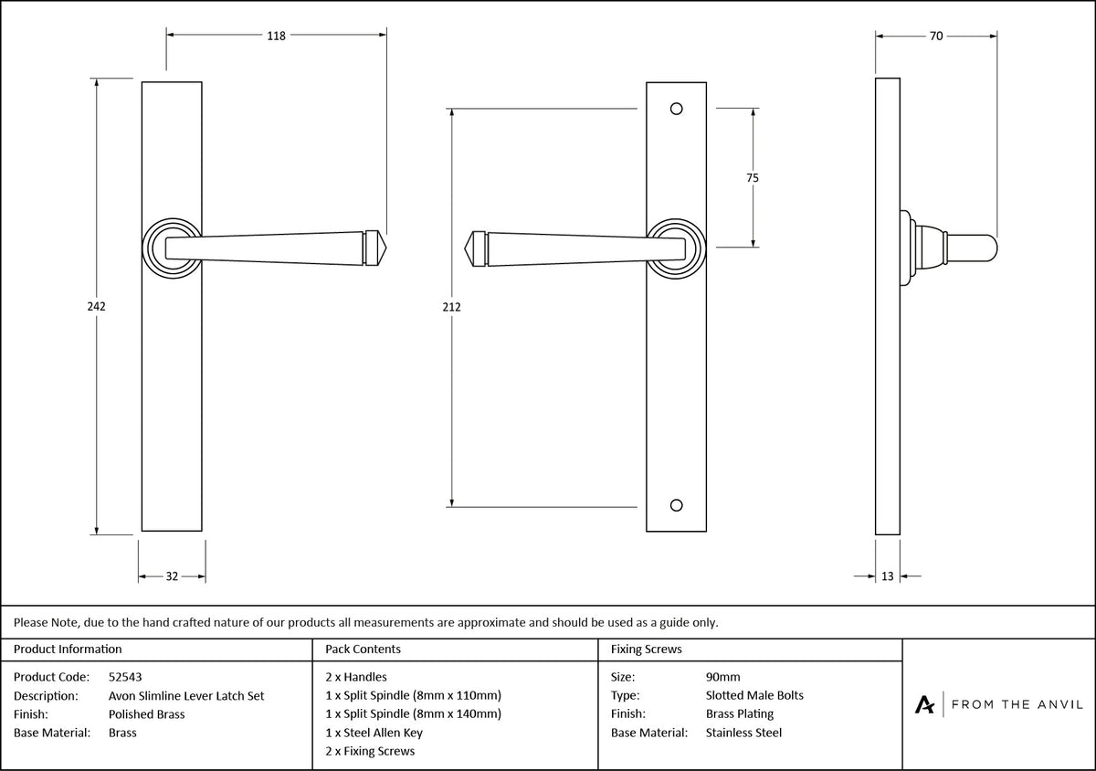 Avon Slimline Lever Espag. Latch Set by From The Anvil