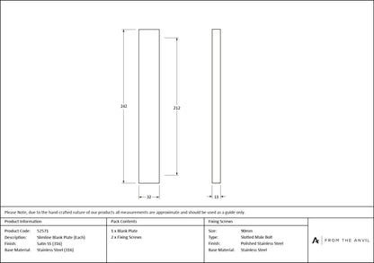 Slimline External Blank Plate (Each) by From The Anvil