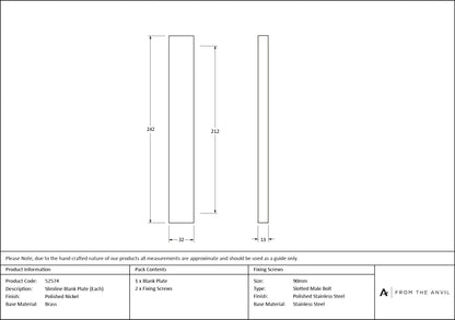 Slimline External Blank Plate (Each) by From The Anvil