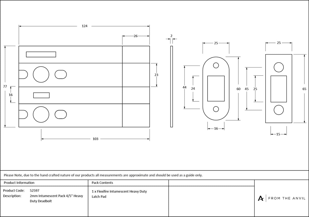 2mm Intumescent Pack for 4" & 5" Heavy Duty Deadbolts (FD 60) by From The Anvil