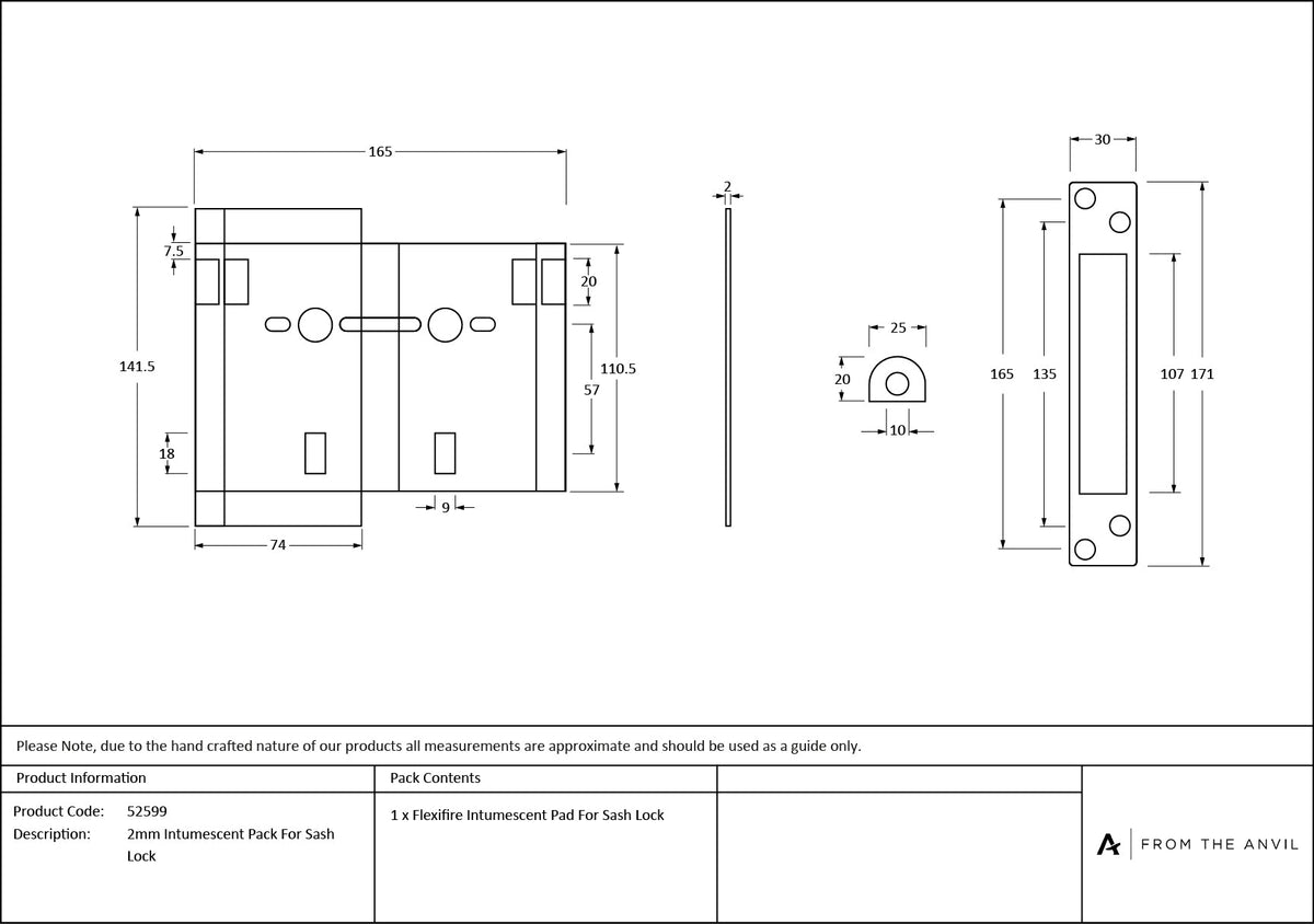 2mm Intumescent Pack for Sash Locks (FD 60) by From The Anvil