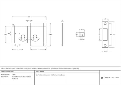 2mm Intumescent Pack for Euro Dead Locks (FD 60) by From The Anvil