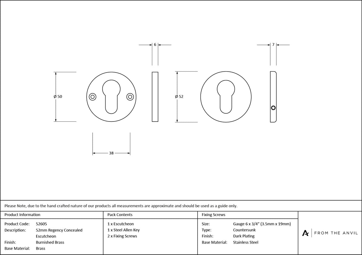 Regency Concealed Escutcheon by From The Anvil
