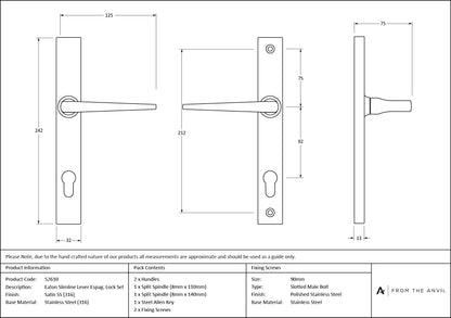 Eaton Slimline Lever Espag. Lock Set by From The Anvil