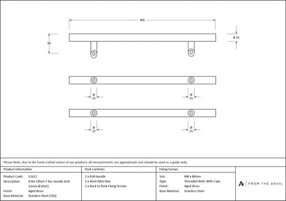 Offset T Bar Handle B2B 32mm dia by From The Anvil