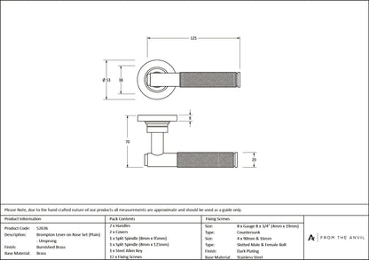 Brompton Lever on Rose Set (Unsprung) by From The Anvil