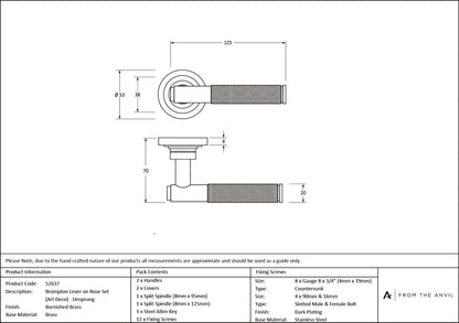 Brompton Lever on Rose Set (Unsprung) by From The Anvil