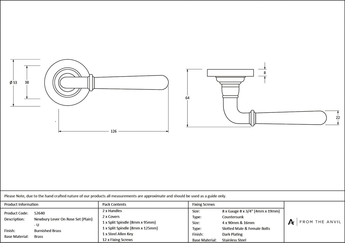 Newbury Lever on Rose Set (Unsprung) by From The Anvil