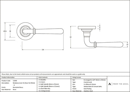 Newbury Lever on Rose Set (Unsprung) by From The Anvil