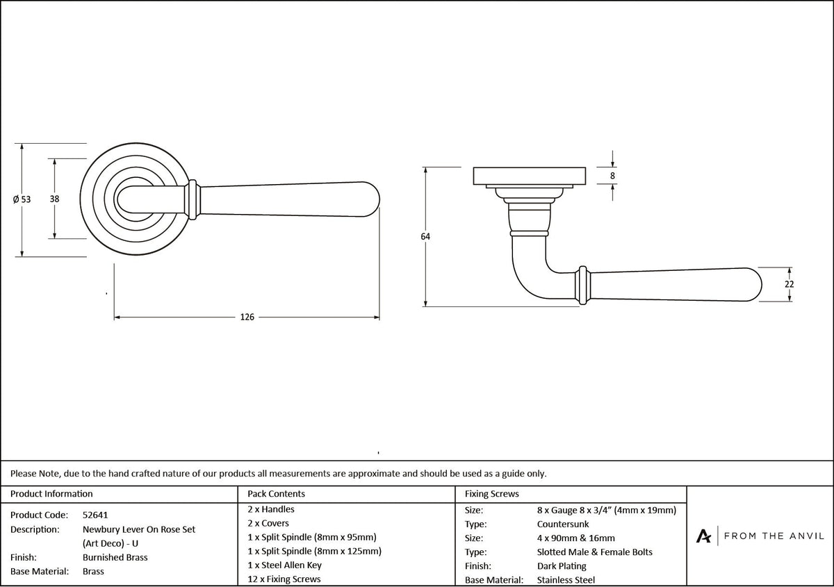 Newbury Lever on Rose Set (Unsprung) by From The Anvil